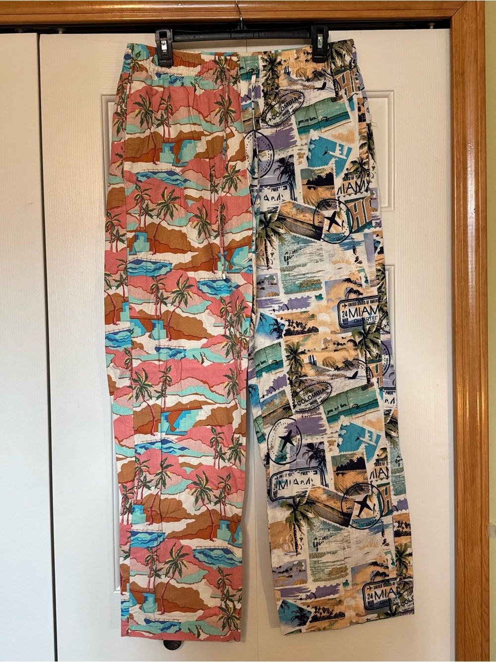 Royalty By Maluma Colorful Tropical Linen Blend Wide Leg Pants